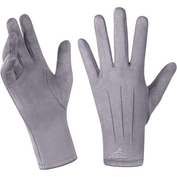 Women's Touchscreen Winter Warm Thermal Elastic Stretch Texting Gray Soft Gloves